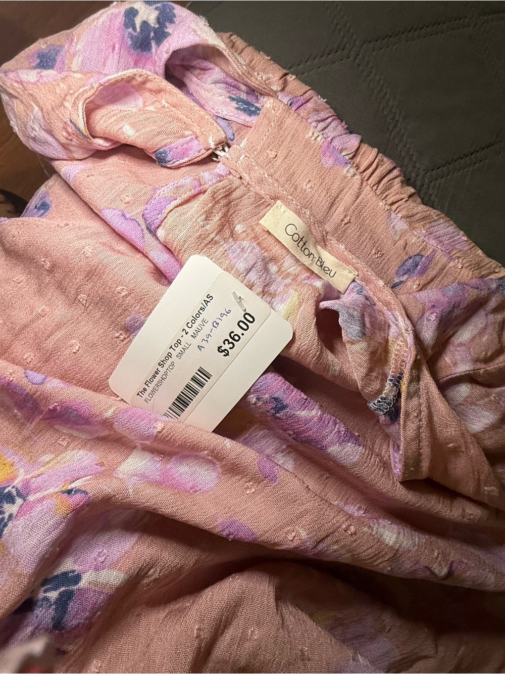 new Relaxed Fit Mauve Pink Swiss Dot Floral V Neck Blouse - Picture 2 of 4